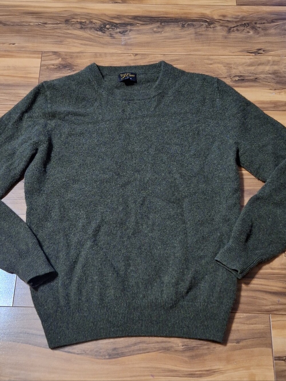 J Crew Womens XS Green Crew Neck 100% Cashmere Sweater Quite Luxury Cozy Soft